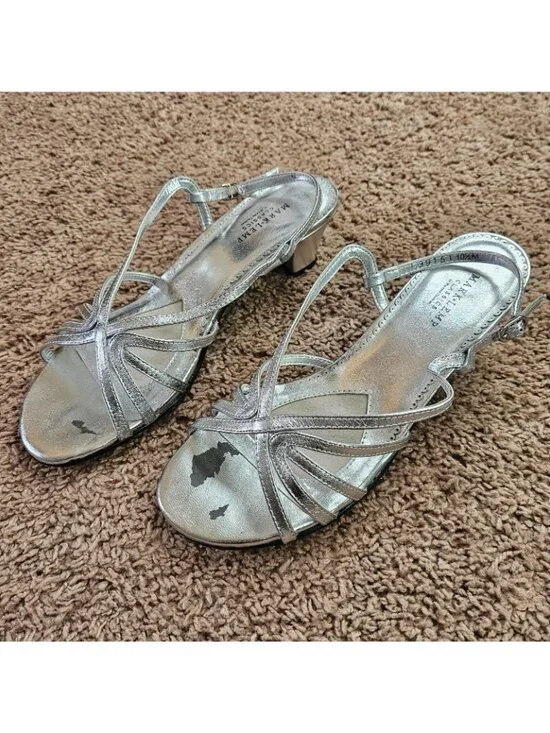 Mark Lemp Strappy Heels Womens 10.5M Classics by Walking Cradles Leash Silver - Picture 2 of 10